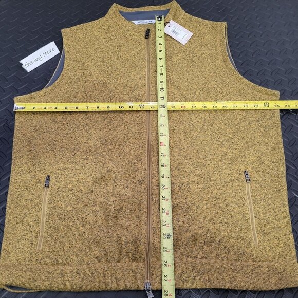 Peter Millar Crown Mens Sweater Fleece Full-Zip Vest XL Yellow $150 NWT - Picture 4 of 5
